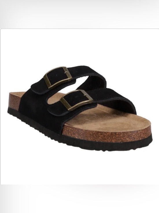 Khombu Shoes - Women’s Khombu Black Double-Buckle Cork Footbed Slide Sandal